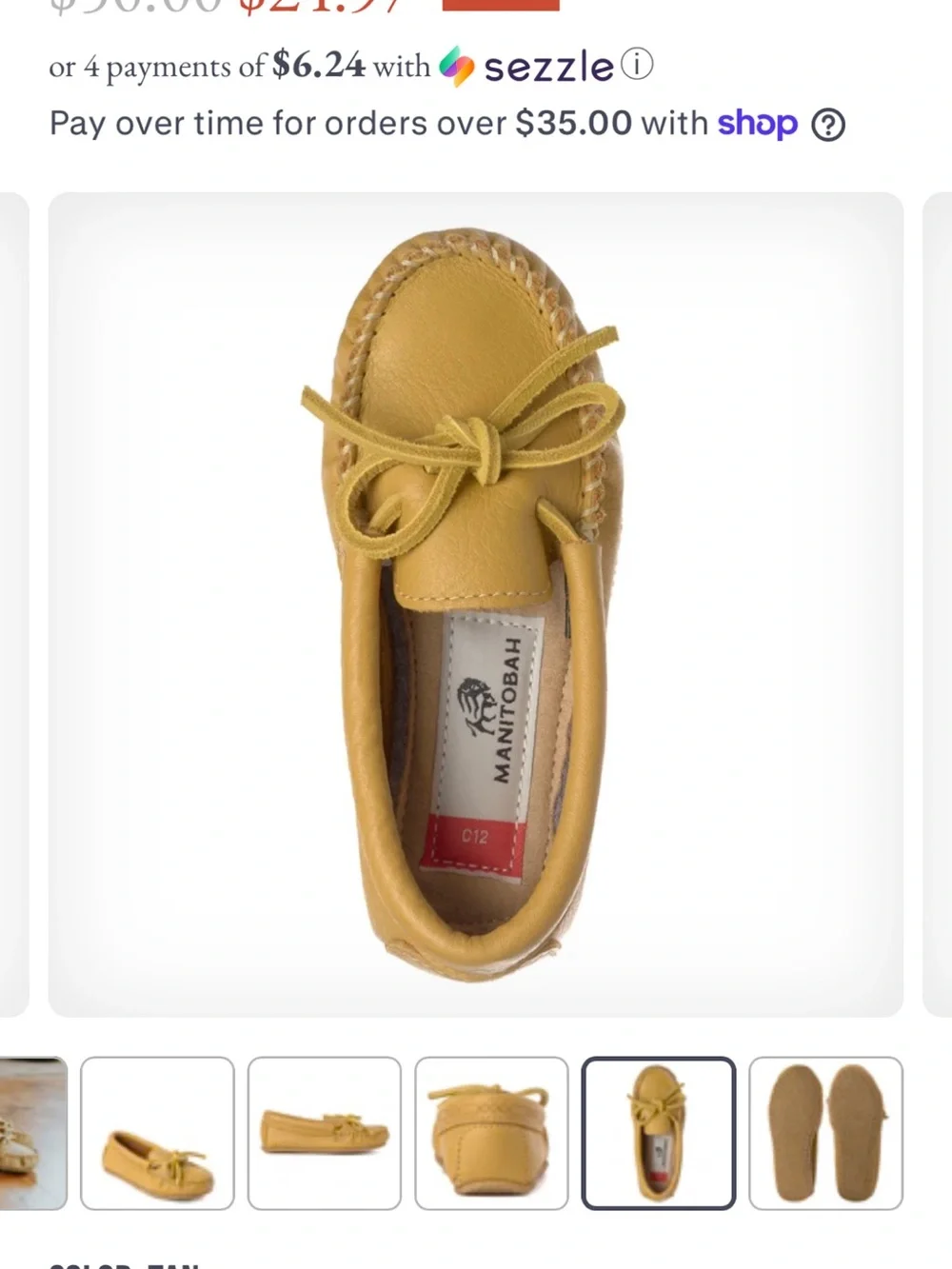 Manitobah Toddler size 7 Leather Moccasins